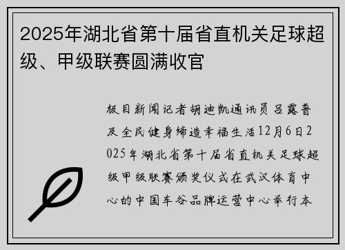 2025年湖北省第十届省直机关足球超级、甲级联赛圆满收官